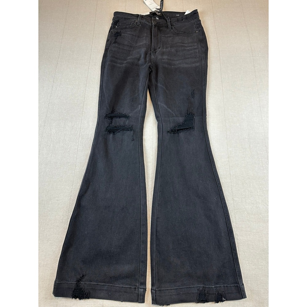 NWT Judy Blue | Flare Jeans Black Distressed High Rise | Women's 13/31